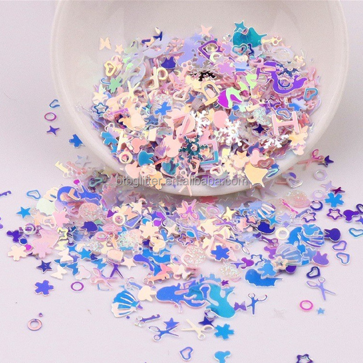 Fashionable Scissors Shell Key Hollow Four Corners Glitter Shaped Mixes Nail Art Nail Polish Nail Gel Decoration for Dog