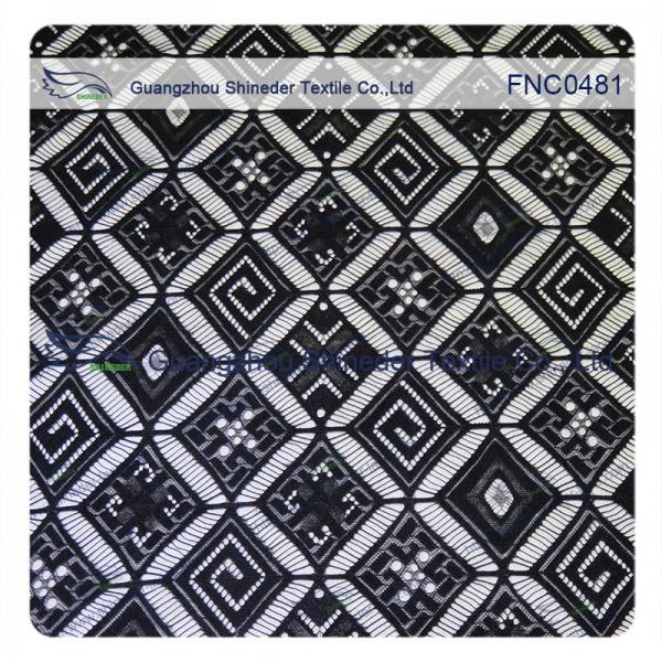 Black Rhombic Wedding Rayon Nylon Lace Fabric