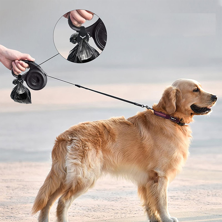 Pet Leash Waste Carrier Holder Dispenser with Hook Dog Poop Bag Lightweight Hand-Free Walking Garbage Bag Carrier Pet Supplies