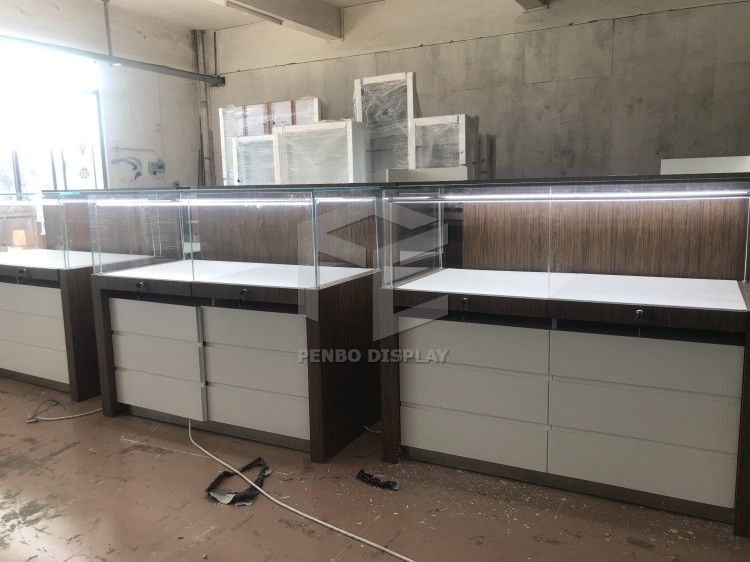 1200*550mm Mobile Display Showcase MDF Veneer 950mm High