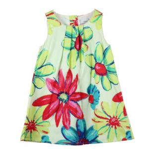 Quality girl dress with print flower , 100% cotton 4-14T for sale