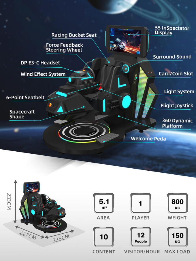 Interactive VR Shooting 360 Degree Flight VR Racing Simulator Cockpit Star Warship