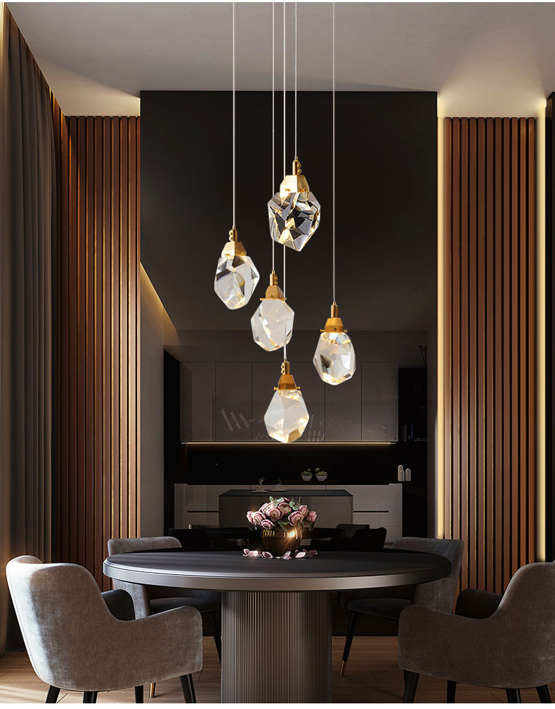 Nordic diamond chandelier Luxury Crystal Light New Design Gold staircase chandelier(WH-CY-215)