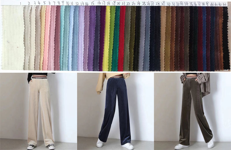 Korea Pleated Corduroy Spandex Velvet Velour Fabric Knitted 230-300gsm