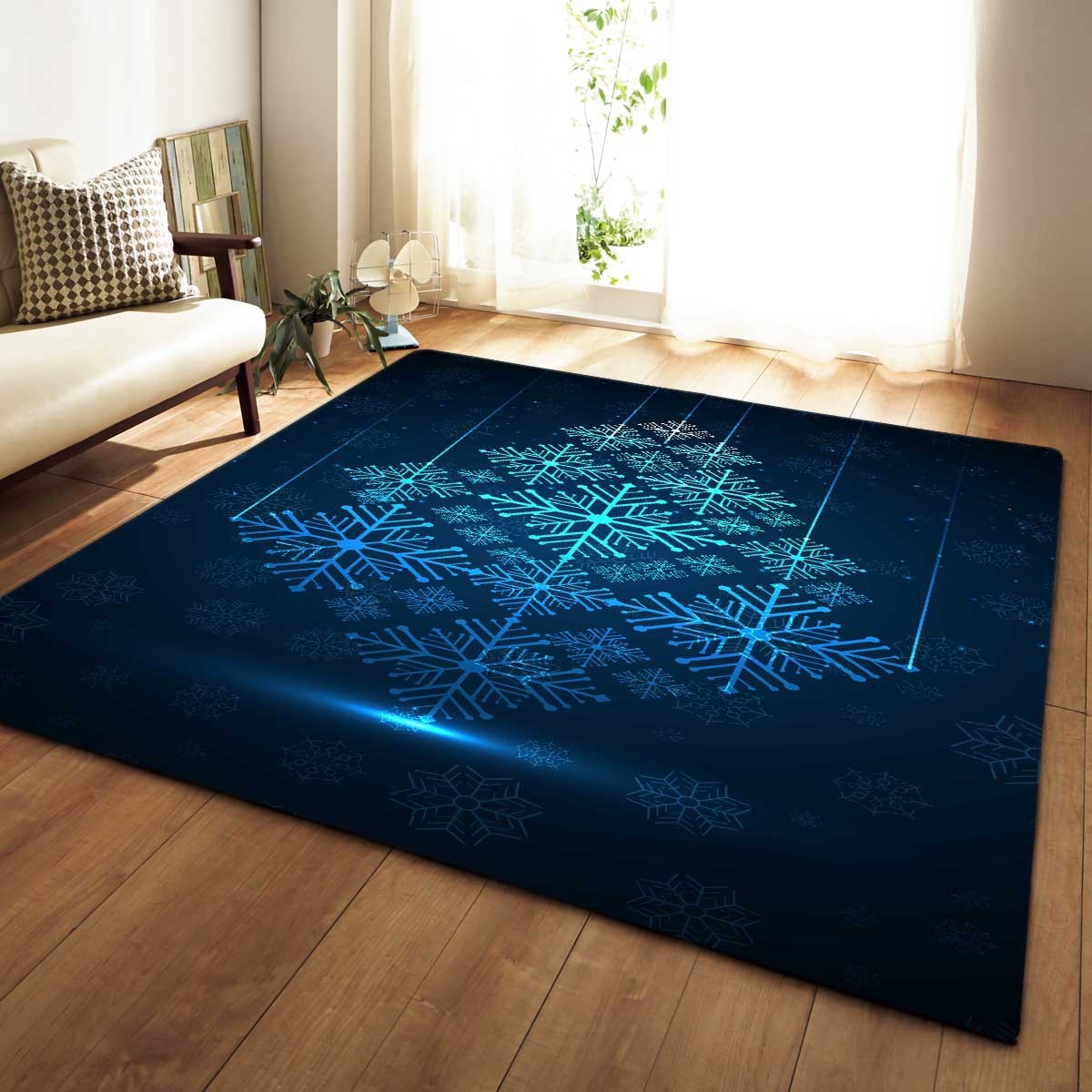 Snow Area Rugs For Living Room Dining Room Size Customizable Nonslip