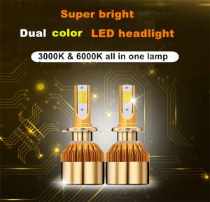 Quality White Gold Color 12V 10000LM H4 H7 H1 H8 H9 H11 Led Car Headlight 3000K 6000K Dual Color Led Headlamp Auto Bulbs for sale