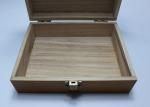 Custom Handmade Lacquered Wooden Box , Brown Color Hinged Lid Wooden Crate Boxes