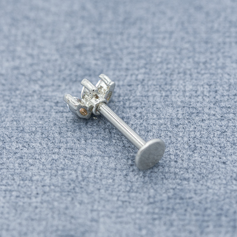 316 Stainless Steel Labret Piercing Jewelry 16G 8mm Long Bar Opal Labret Stud