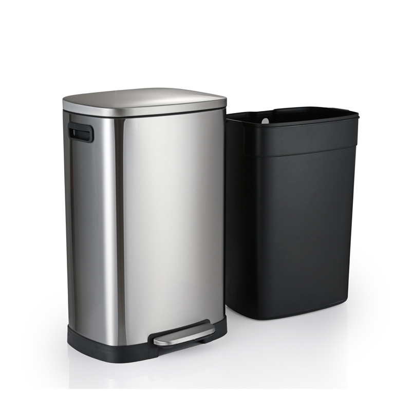 Silent Soft Close Lid 50L Step On Kitchen Trash Can