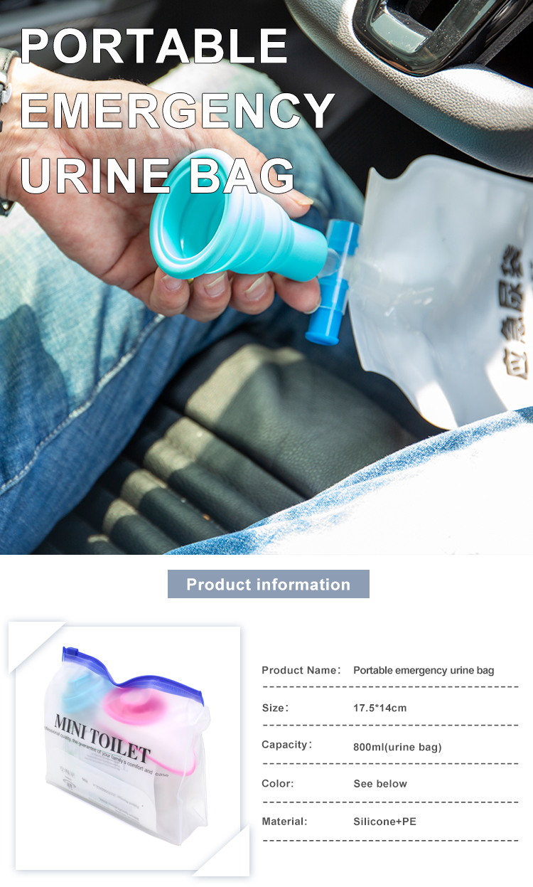 4pcs 800ML Travel Silicone Houseware Foldable Silicone Urine Bag