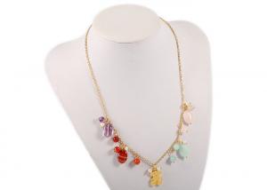 China Multi Color Charm Gemstone Beaded Necklaces Lady Fashion Long Chain Jewellery on sale