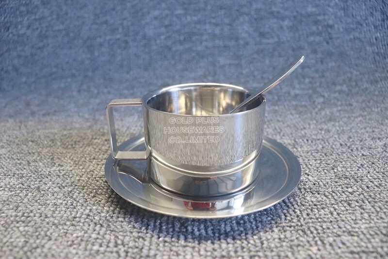 Traditional Heatproof Metal Coffee Mug 400ml Tea Mug Set With Saucer