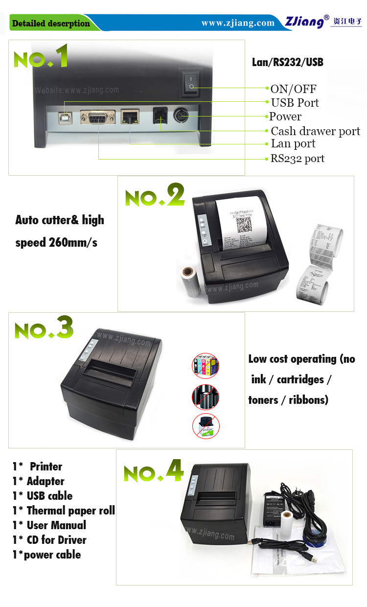 OEM USB Wifi Slip Bluetooth Thermal Printer RJ11 RJ45