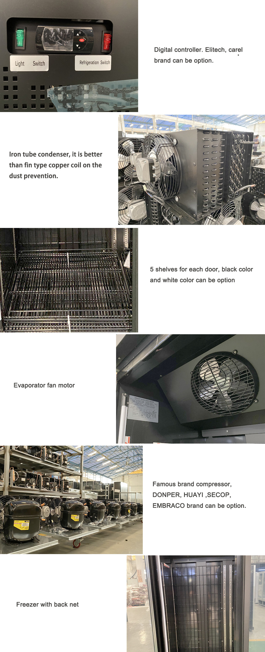 Supermarket Upright Freezing Showcase 400L Meat Beef Seafood Freezer