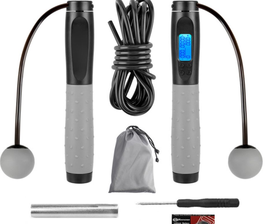 YLY Black Color Body Building Aerobic Training Smart Digital Jump Rope Adjustable PVC