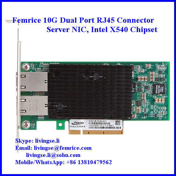 100/1000/10000Mbps Dual Port RJ-45 Copper Cable Ethernet Server Adapter, Intel