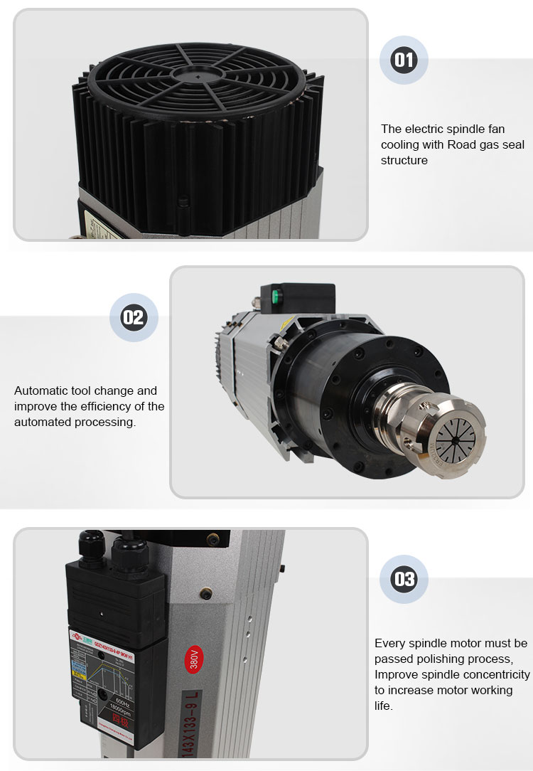 380v Air Cooling System 9KW ISO30 Automatic Tool Change Spindle Motor with Voltage 380v