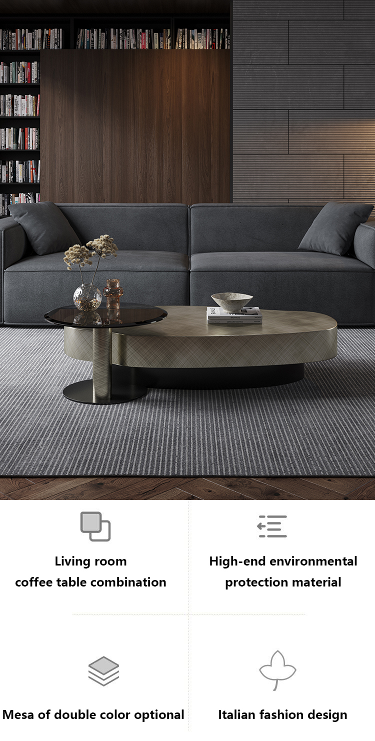 OEM Stainless Steel Contemporary Round Coffee Table With Metal Base