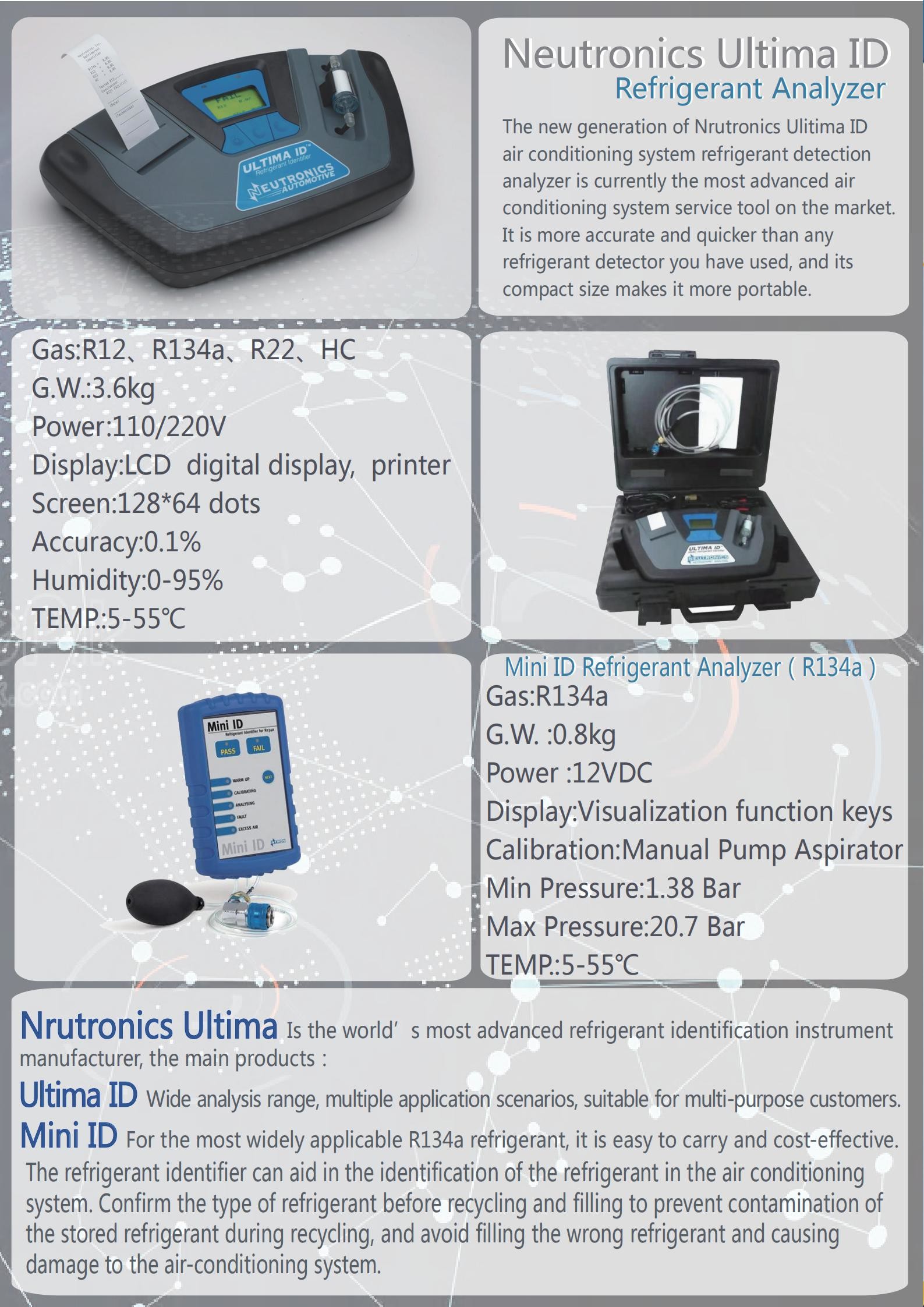 12V Graphic Display Refrigerant Gas Analyzer Tester With Internal Thermal Printer