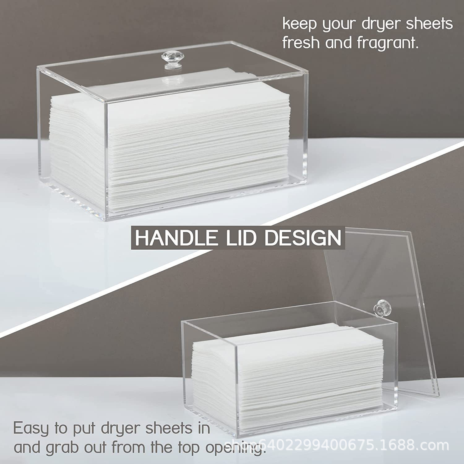 Custom Desktop Clear Acrylic Box Creative Lucite Storage Bins For Laundry Pods Tissue