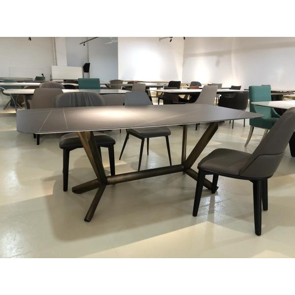 Modern Design Dining Room Furniture Sintered Stone Rectangular Marble Top Dining Table with Metal Legs