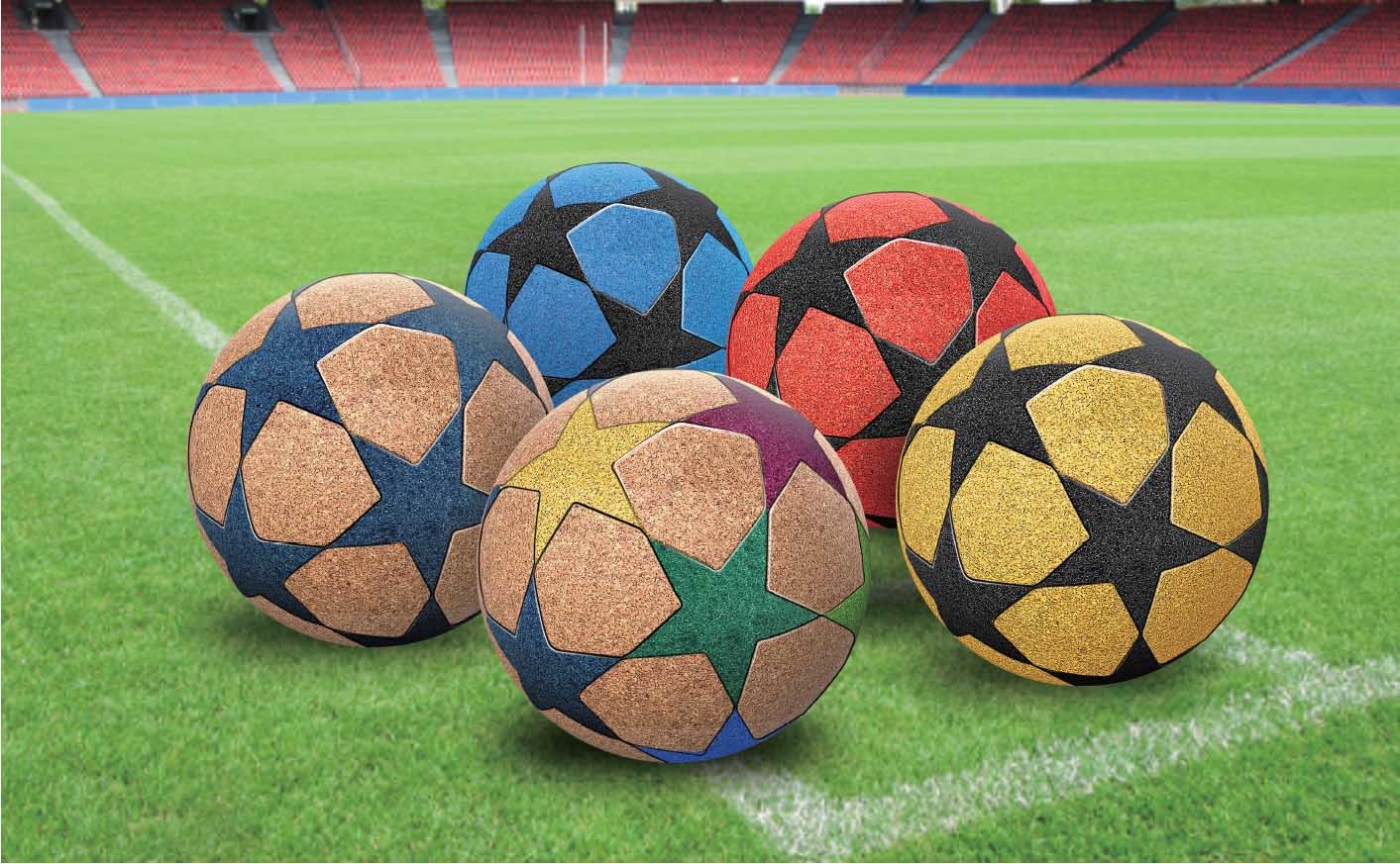 Multicolored Printed Eco Custom Cork Soccer Balls Anti Static