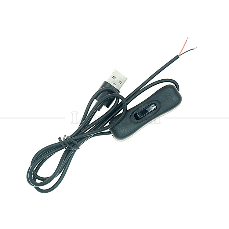 Power ON OFF 1M USB A Male to Open Tinned Bare Wire Charger Cable with 304 Switch Button
