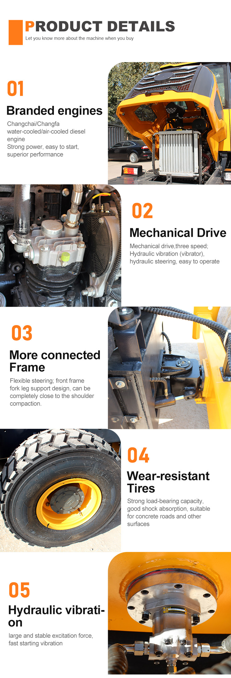 Double Drum Roller 5 Ton Asphalt Road Roller HQ-YL5000 for Durable Road Construction