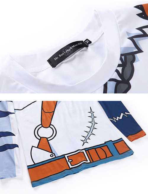 Anti Wrinkle Anime Round Neck Comic Track T Shirts Long Sleeves