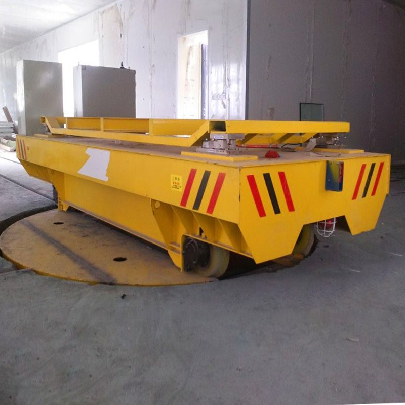 transfer trolley on track mounted on turntable