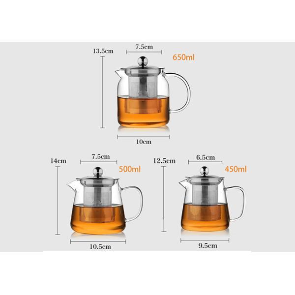 Clear Heat Resistant Glass Teapot With Infuser Round Shape Square Shape