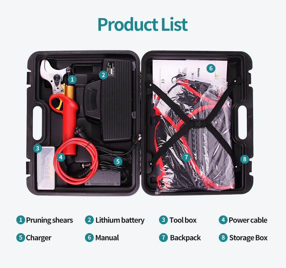 Swansoft Cordless 43.2V Electric Pruning Shears Scissors Cut The Branches of a Maximum Diameter of 40mm