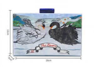 Quality Art Gallery Style Square Clutch Bag Swan Pattern For Ladies , Personalised Acrylic Clutch for sale