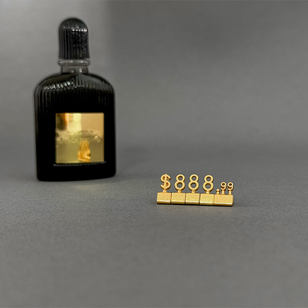 3D Metal Gold Luxury Jewellery Price Cubes Retail Price Display Tags