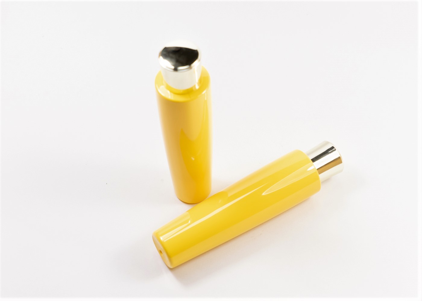 Glossy Yellow 40ml 80ml 120ml Plastic Cosmetic Bottles For Lotion Toner