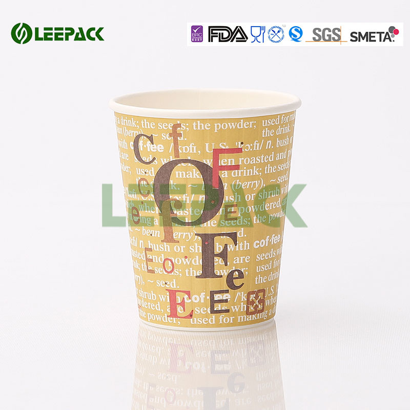 Custom logo printed disposable paper hot drink coffee tea cups with lids wholesale