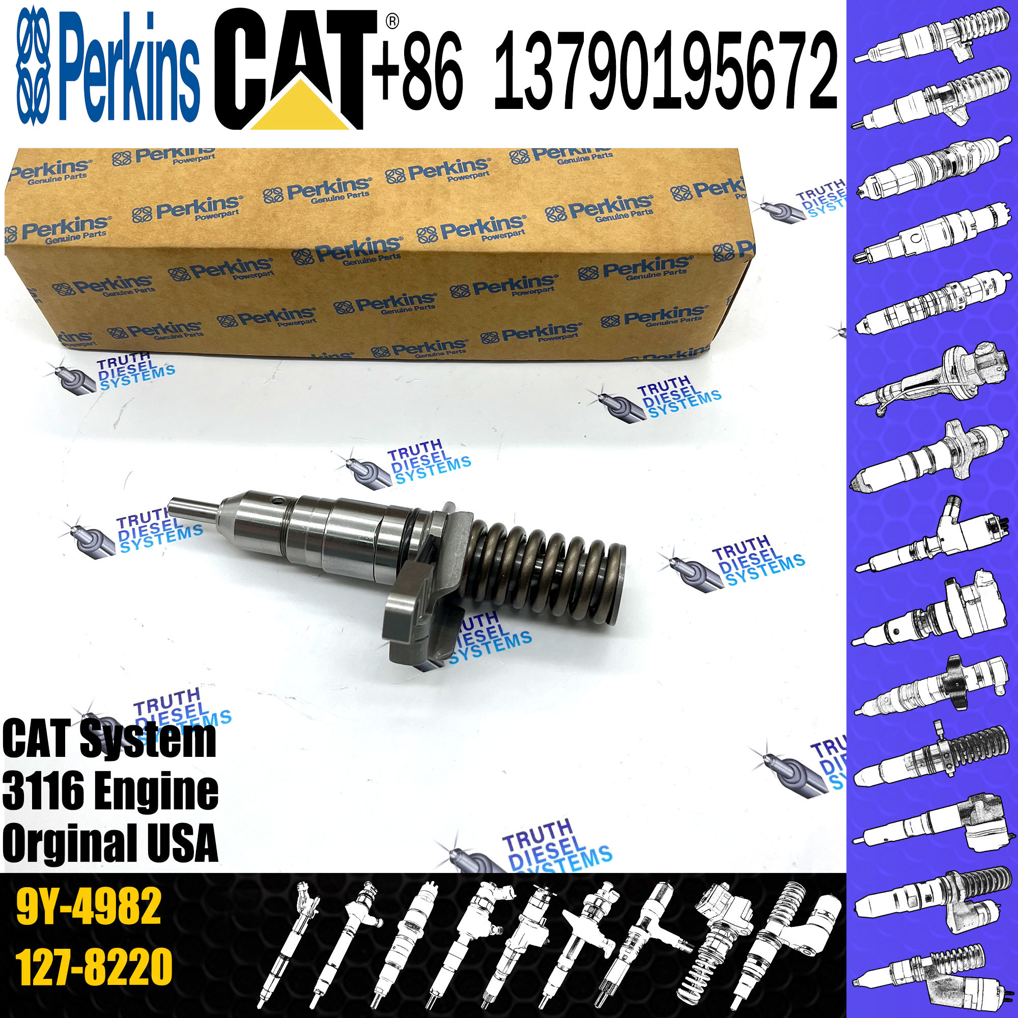 Excavator Parts E110B E120B 3114 E200B 3116 Engine diesel fuel injectors 9Y-4982 injector nozzle 9Y4982