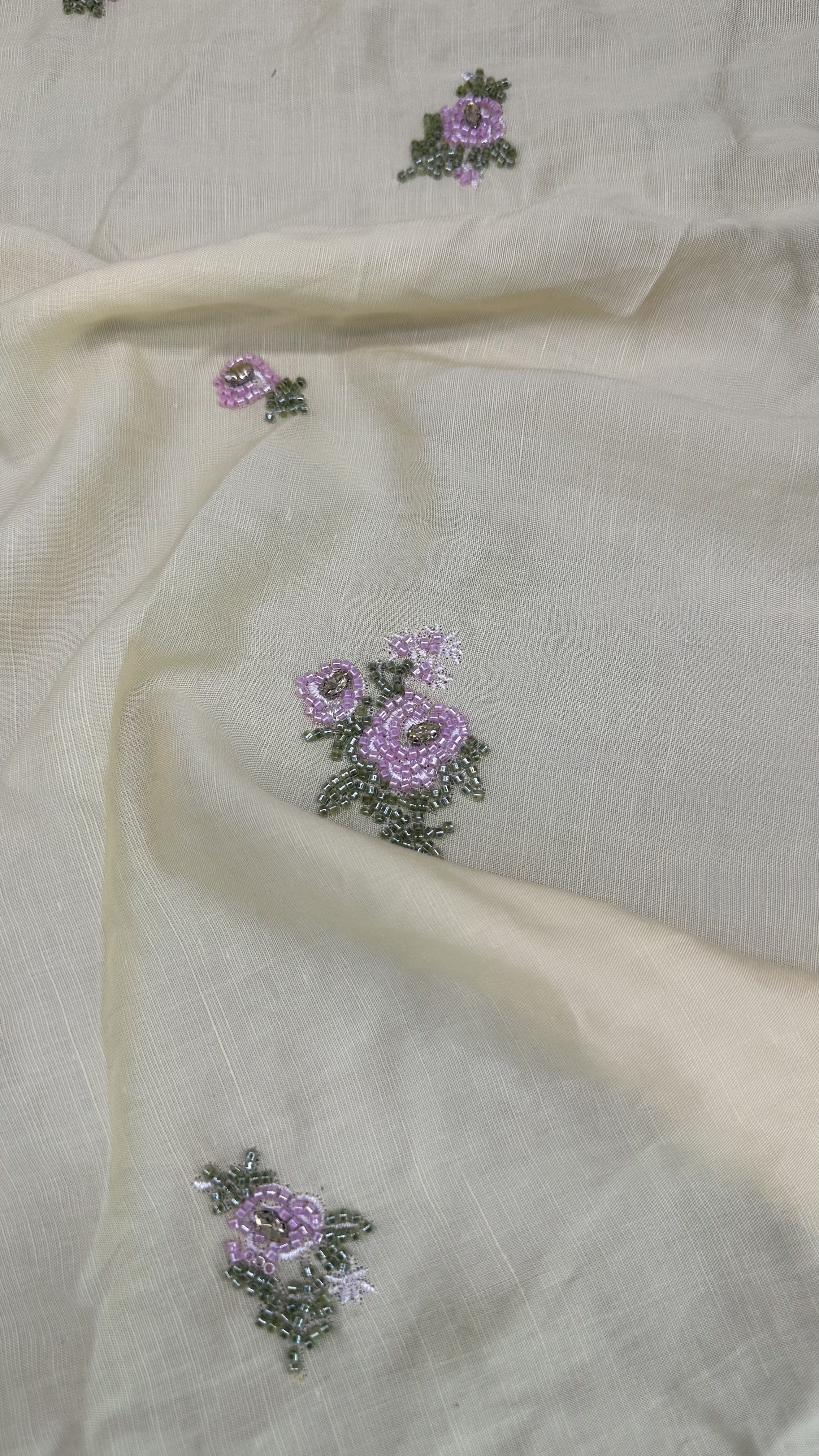 Beaded Floral Lace Fabric Embroidered Lace Mesh Breathe Fabric Occasion Dressing Birthday Fabric
