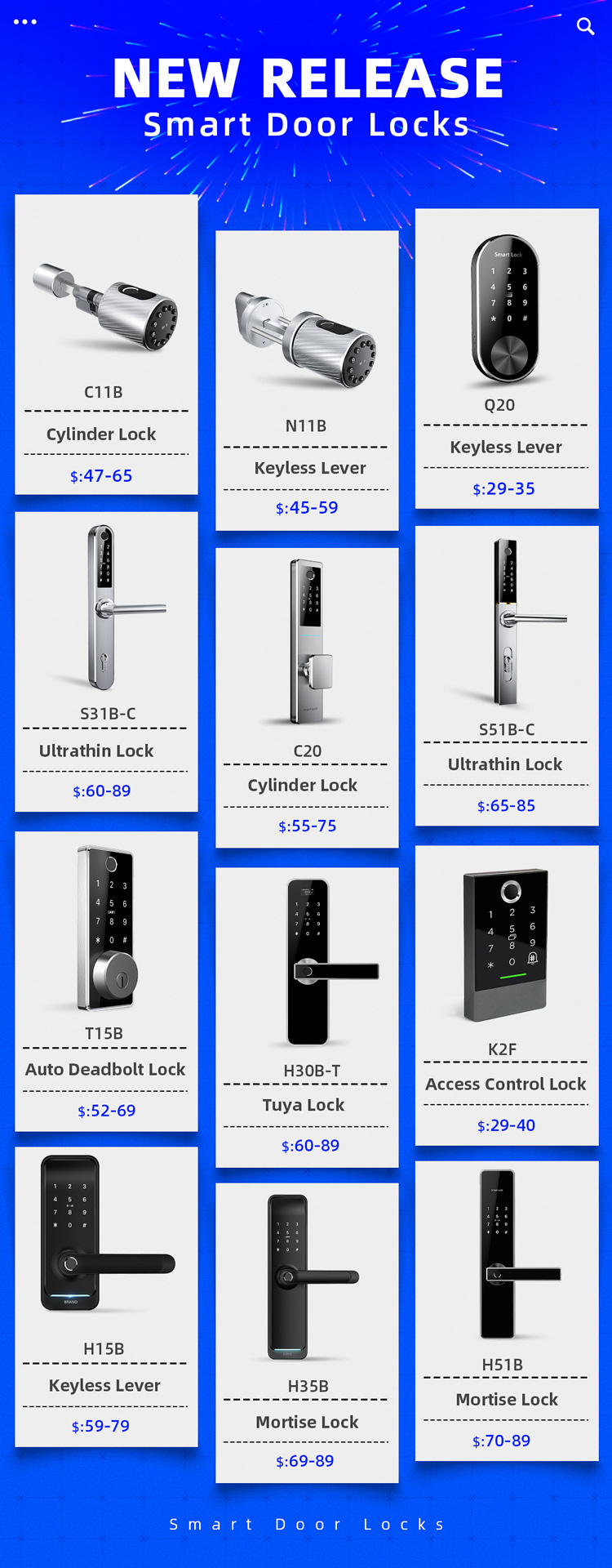 Fingerprint Keypad Sliding Glass Door Lock Deadbolt Digital Auto Smart 150mm