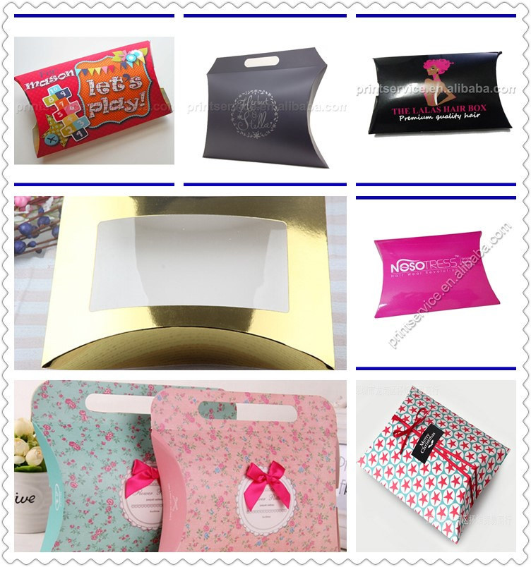 Custom Branded Pillow Boxes Packaging Design For Hair Extension