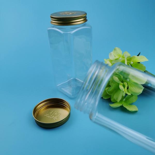 320ml Square Plastic Jars With Lids Candy Cookie Nuts Packaging
