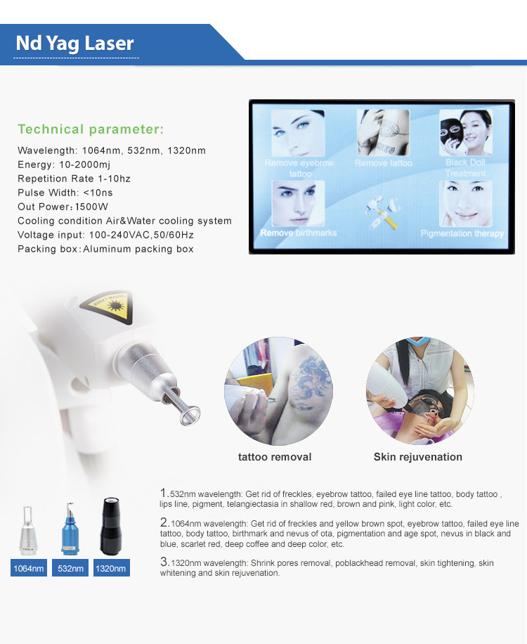 Portable Nd Yag Laser Commercial Tattoo Removal Machine CE Approved