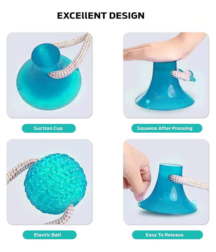 Pet Dog Self Play Tug Pull Force Vent Durable Strong Teeth Cleaning Suction Cup TPR