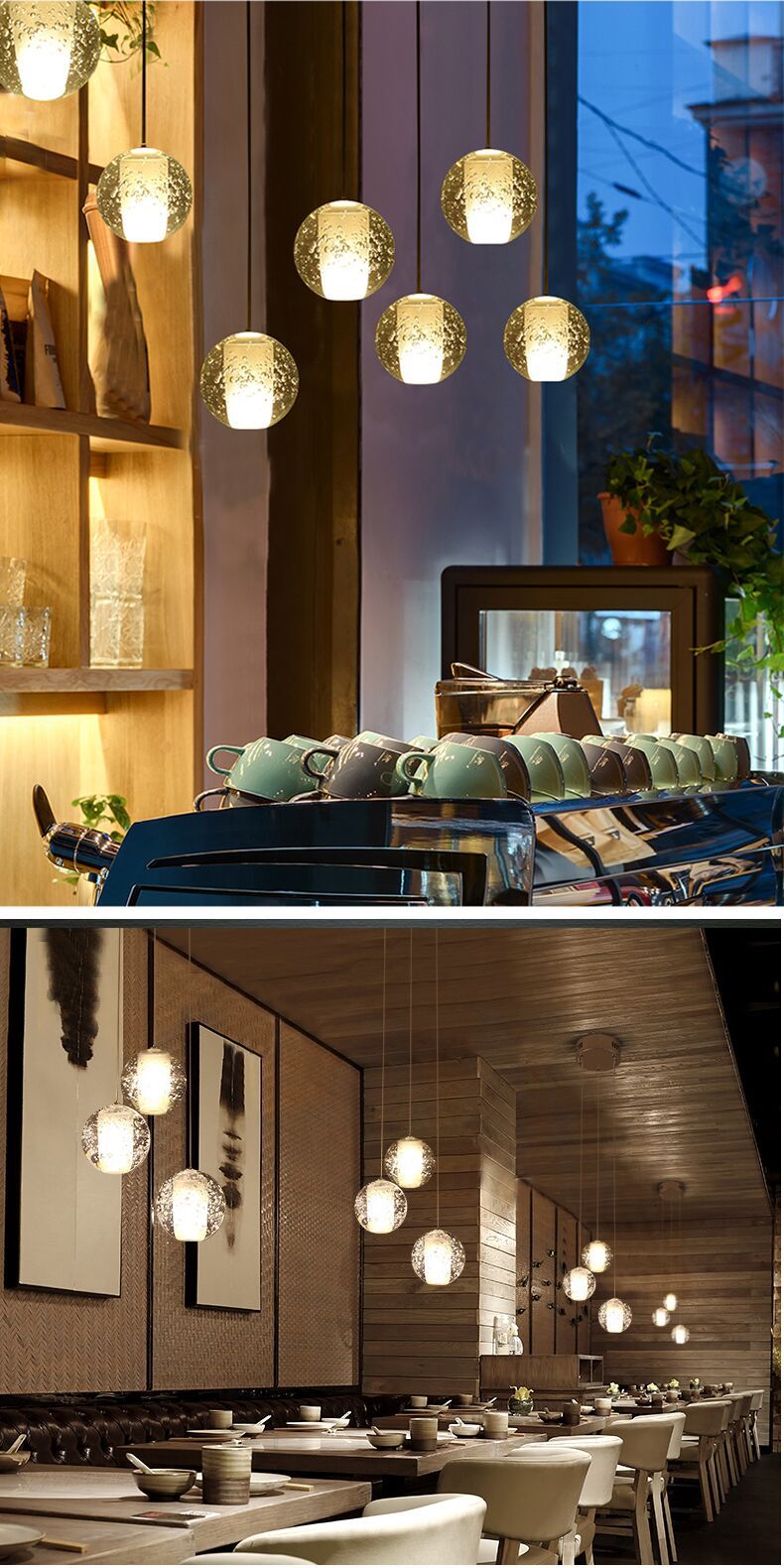 Modern LED Ceiling Long Chandelier Lighting Bubble Crystal Pendant Lamp(WH-NC-80)