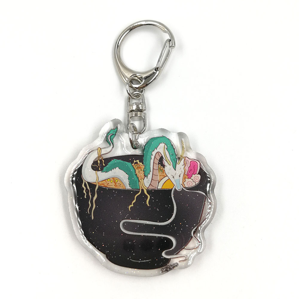 Custom Logo Cheap Price Epoxy Resin Glitter Anime Cartoon Image Acrylic Keychain