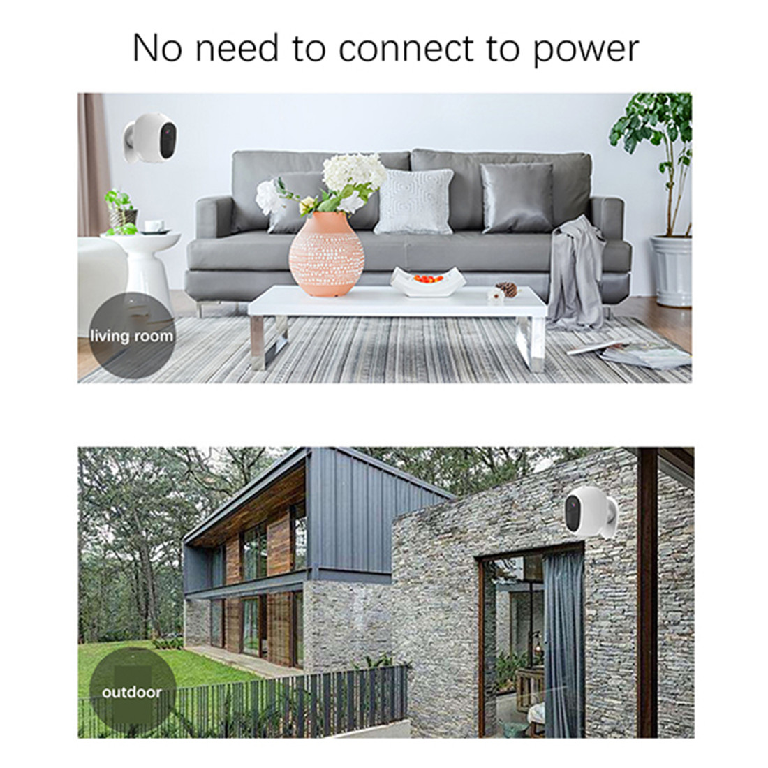 Tuya WIFI White Security Camera Solar Charge 1080P Home Surveillance Support Night Vision PIR Motion Detect(TY-S2-P01)