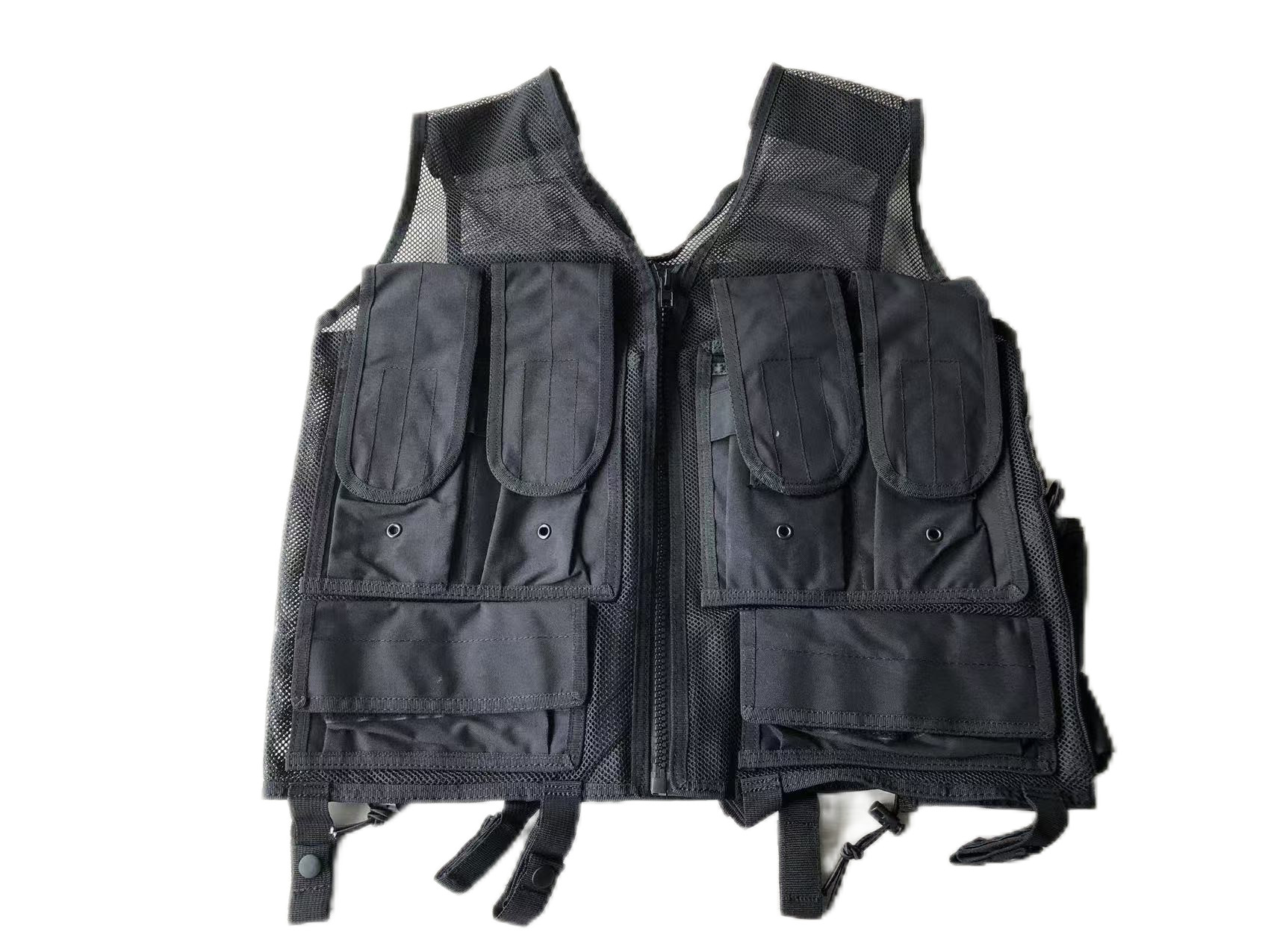 Polyester Black Security Tactical Vest With Zippers And Buttons