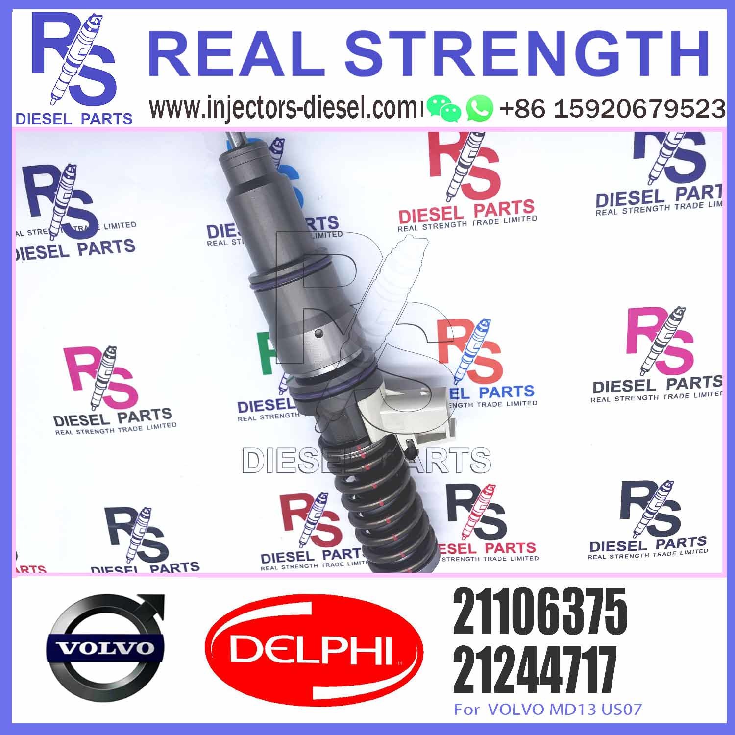 4 PINS Fuel Common Rail Injector 21106375 for V-O-L-V MD13 US07 with 10 MM BORE L280TBE