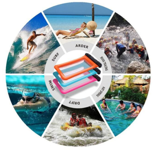 Universal Airbag Floating PVC Swimming Bag , IPX8 Waterproof Phone Case Bag