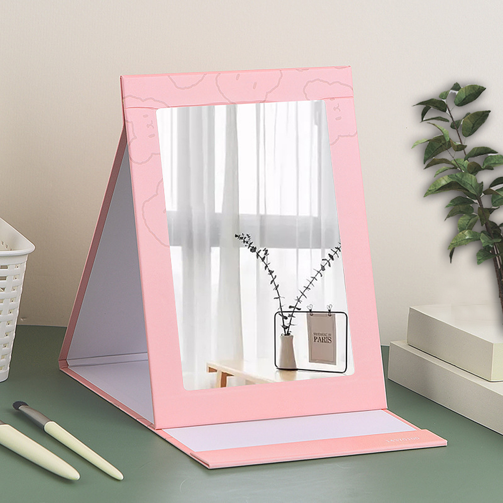 Foldable Heart Shaped Makeup Travel Vanity Mirror Paper Bag Packing for Easy Cosmetic